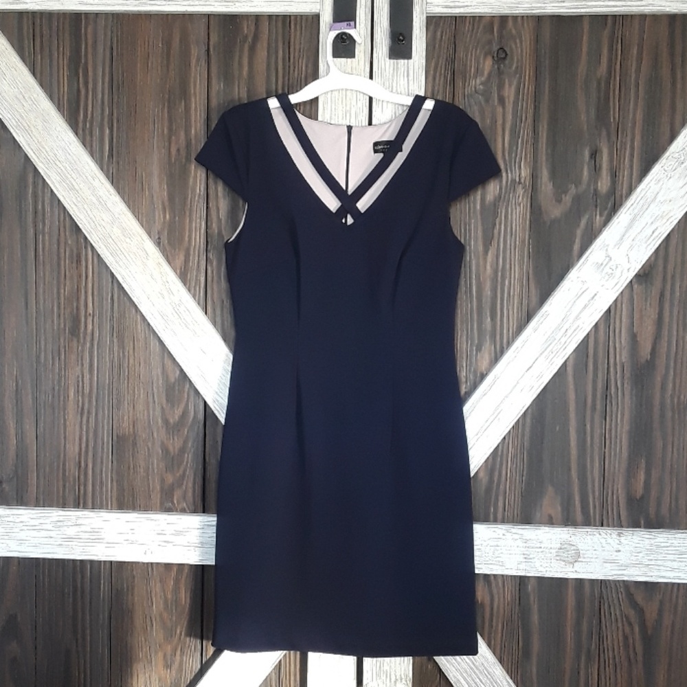 Navy Cap Sleeve Dress